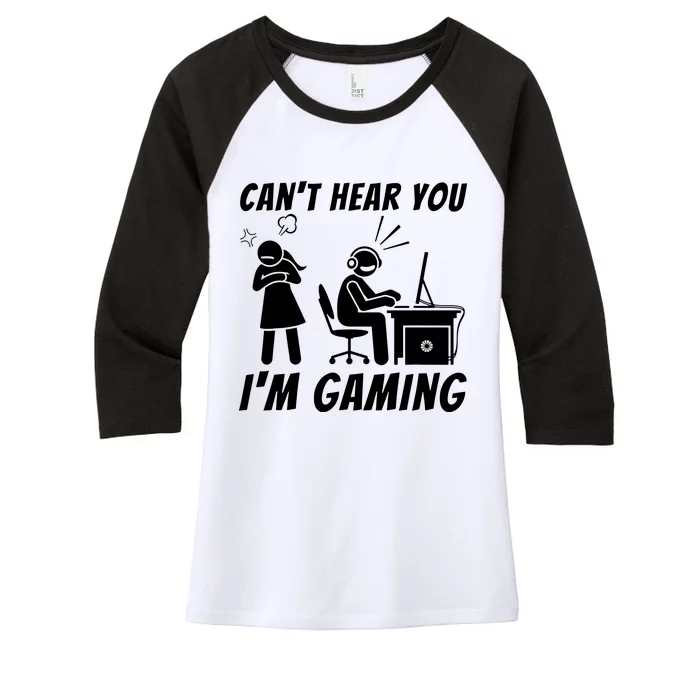 CanT Hear You IM Gaming Women's Tri-Blend 3/4-Sleeve Raglan Shirt