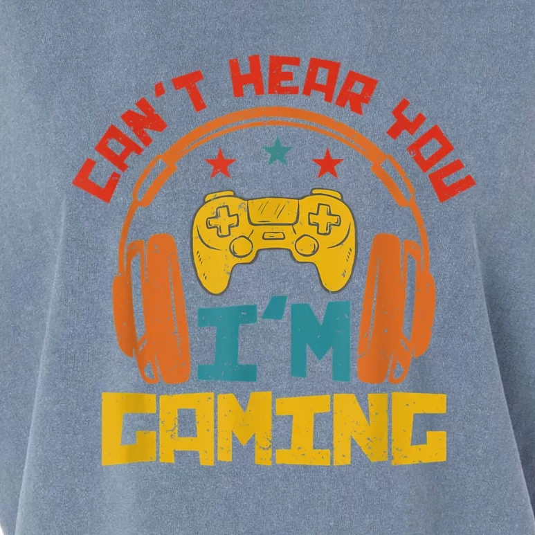 Cant Hear You Im Gaming Headphones Funny Video Game Gamer Garment-Dyed Women's Muscle Tee