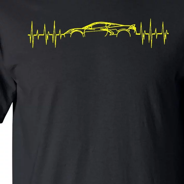 C8 Heartbeat Yellow Supercar Ekg Sports Car Heart Rate Tall T-Shirt