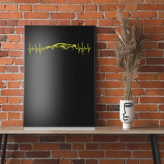 C8 Heartbeat Yellow Supercar Ekg Sports Car Heart Rate Poster