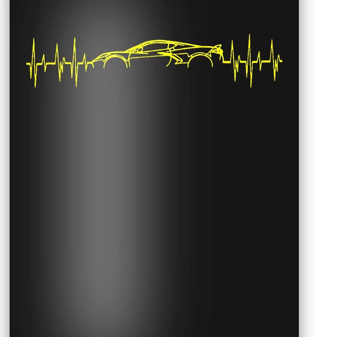 C8 Heartbeat Yellow Supercar Ekg Sports Car Heart Rate Poster