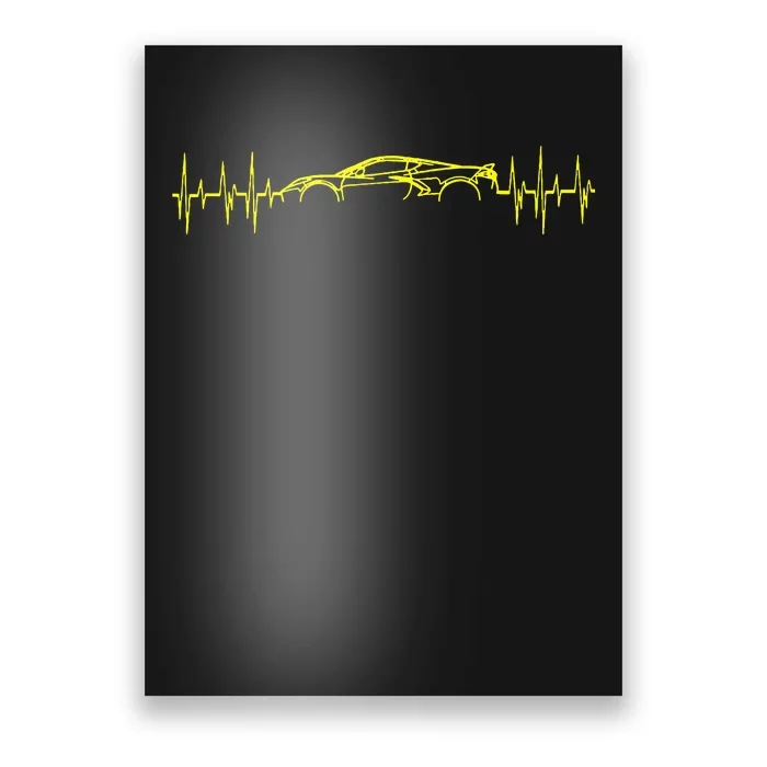 C8 Heartbeat Yellow Supercar Ekg Sports Car Heart Rate Poster