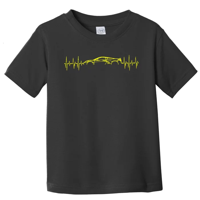 C8 Heartbeat Yellow Supercar Ekg Sports Car Heart Rate Toddler T-Shirt