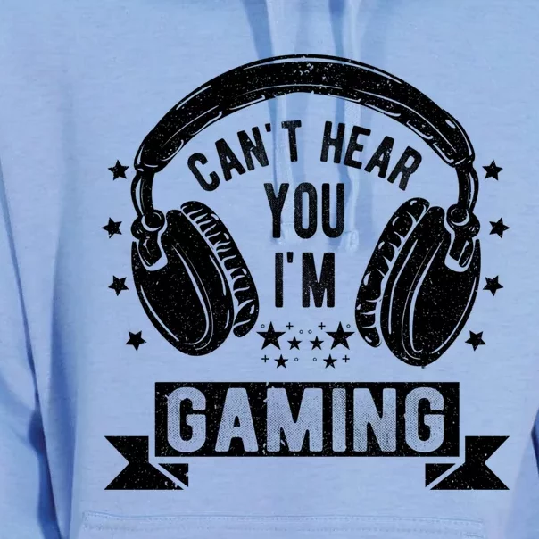 Can't Hear You I'm Gaming Funny Gamer Gift Headset Great Gift Unisex Surf Hoodie