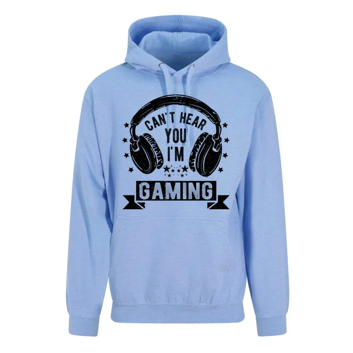 Can't Hear You I'm Gaming Funny Gamer Gift Headset Great Gift Unisex Surf Hoodie