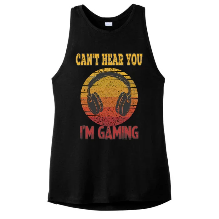 Can't Hear You I'm Gaming Funny Gamer Gift Headset Vintage Gift Ladies Tri-Blend Wicking Tank