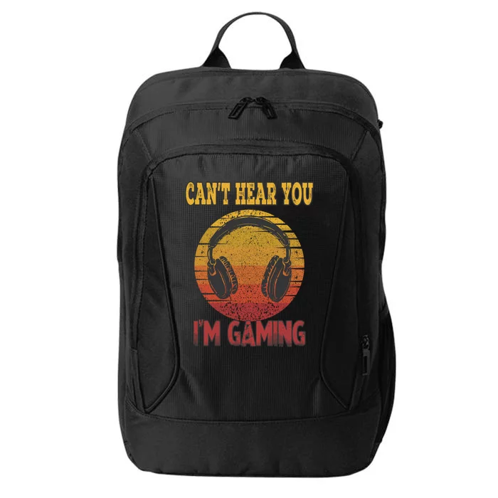 Can't Hear You I'm Gaming Funny Gamer Gift Headset Vintage Gift City Backpack