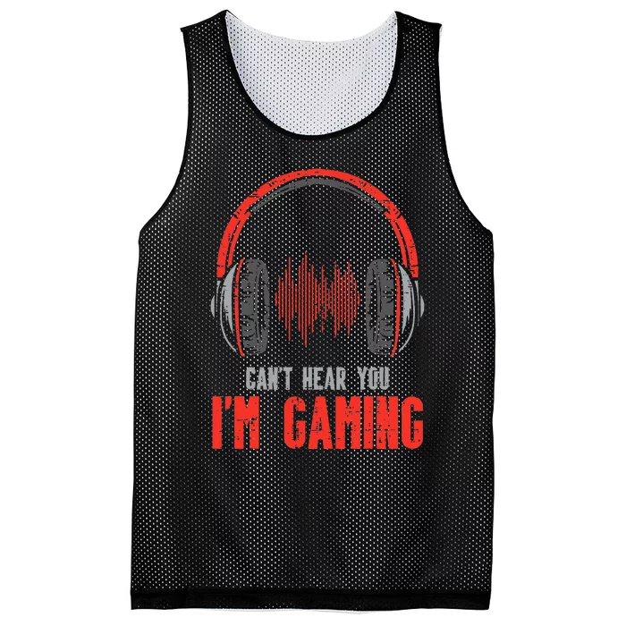 Cant Hear You Im Gaming Funny Gamer Mesh Reversible Basketball Jersey Tank