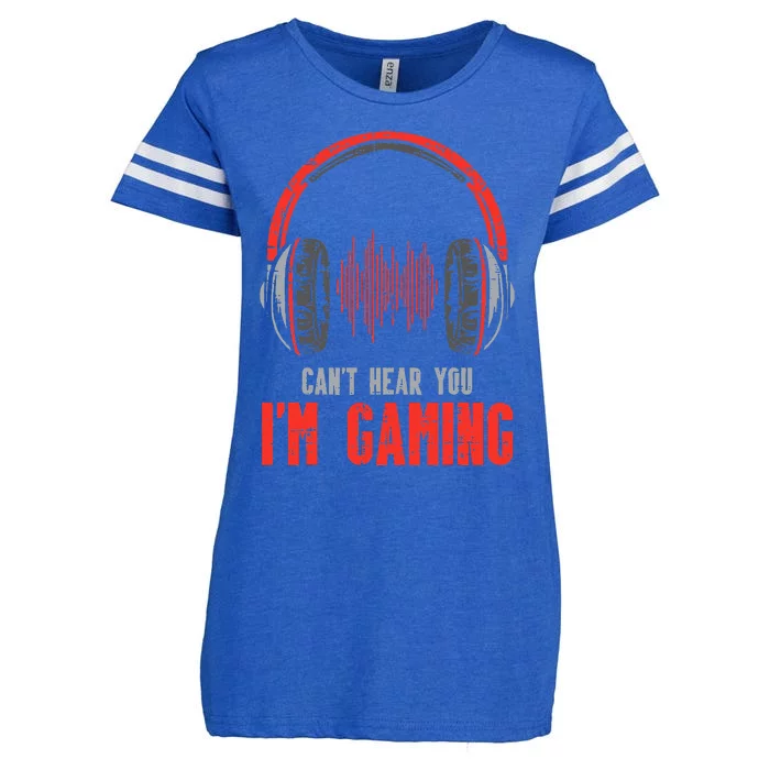 Cant Hear You Im Gaming Funny Gamer Enza Ladies Jersey Football T-Shirt