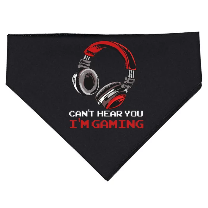 Cant Hear You Im Gaming Gamer Assertion Gift Idea USA-Made Doggie Bandana