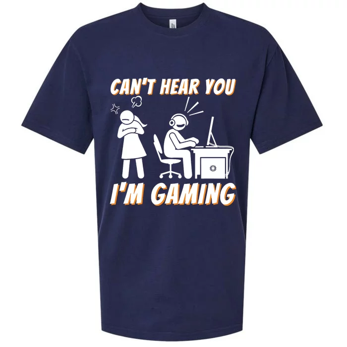 Cant Hear You Im Gaming Funny Video Gamer Gift Sueded Cloud Jersey T-Shirt