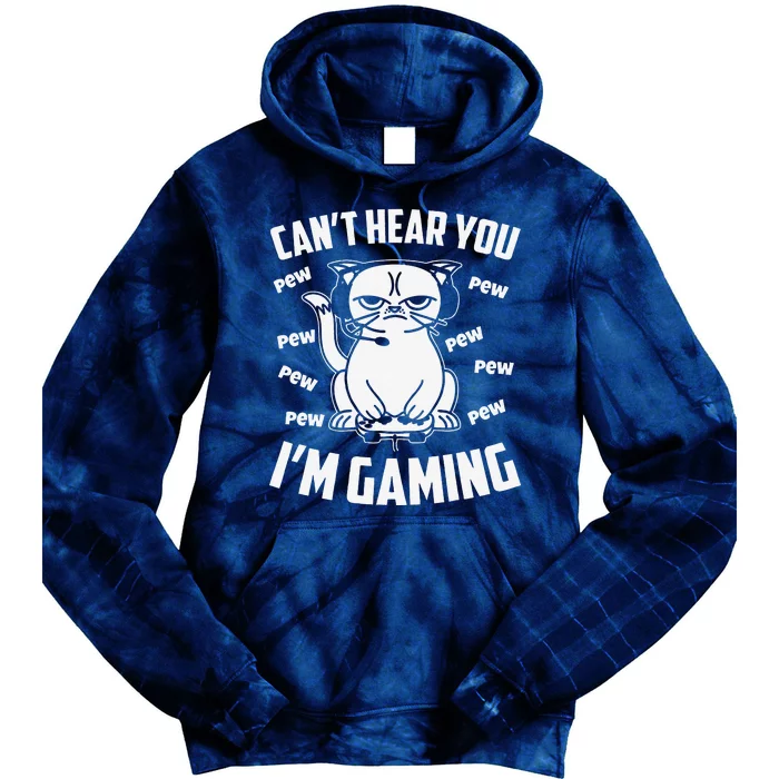 Cant Hear You Im Gaming Funny Gamer Cat Tie Dye Hoodie