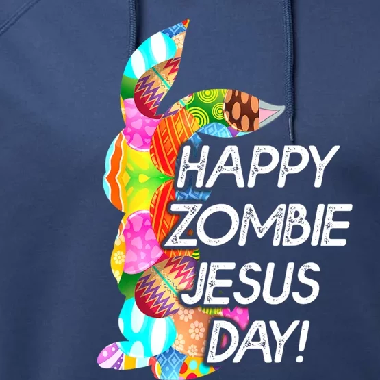 Cute Happy Zombie Jesus Day Easter Bunny For Men Women Performance Fleece Hoodie