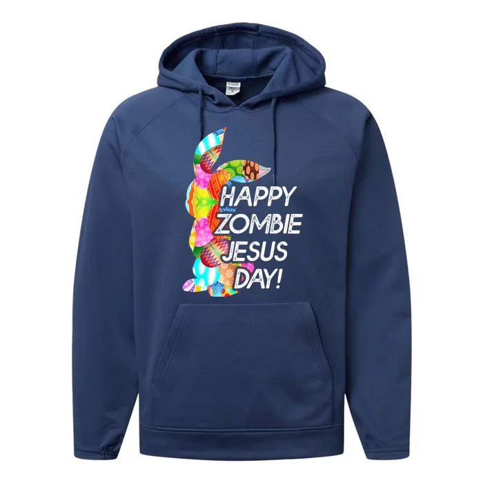 Cute Happy Zombie Jesus Day Easter Bunny For Men Women Performance Fleece Hoodie