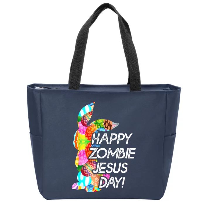 Cute Happy Zombie Jesus Day Easter Bunny For Men Women Zip Tote Bag