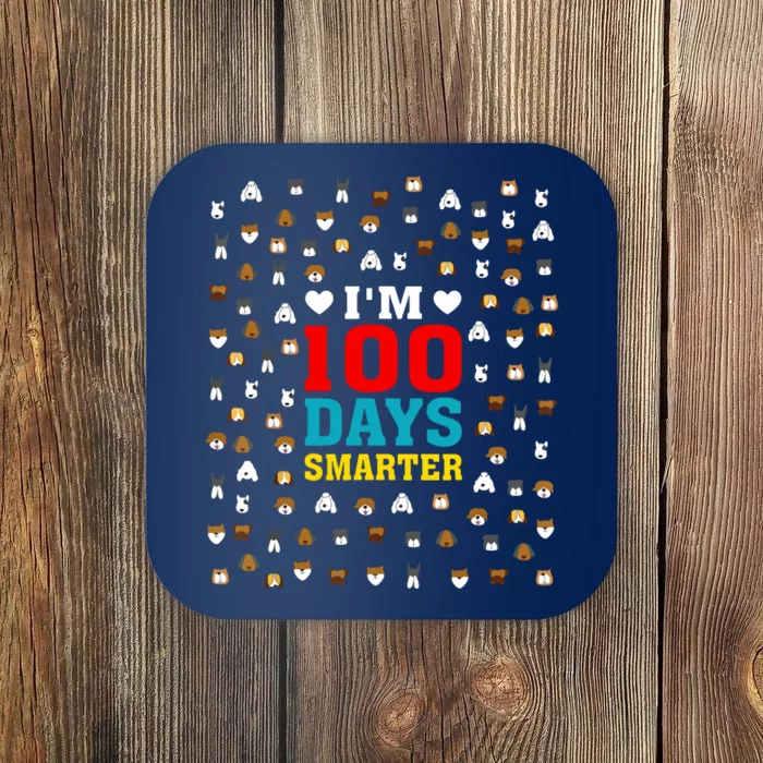 Cute Im 100 Days Smarter Dog Heads 100th Day Of School Coaster