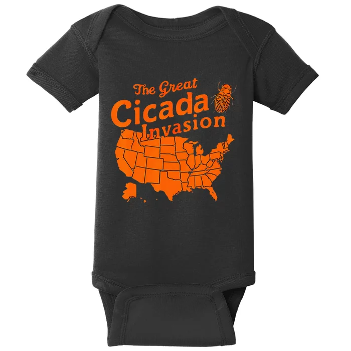 Cicadas Invasion 2024 Usa Locations Cicadas Map Location Baby Bodysuit