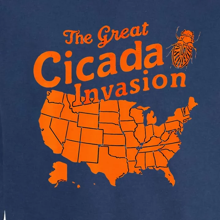 Cicadas Invasion 2024 Usa Locations Cicadas Map Location Garment-Dyed Sweatshirt