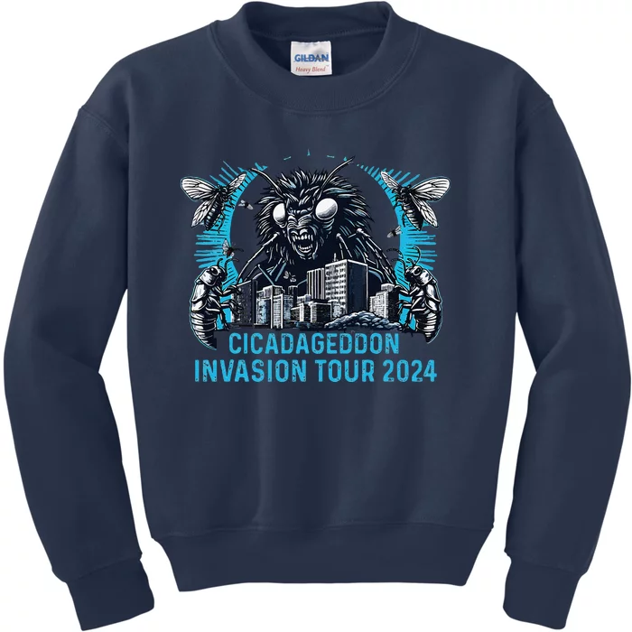 Cicadageddon Invasion 2024 Back Brood Xix & Xiii Kids Sweatshirt