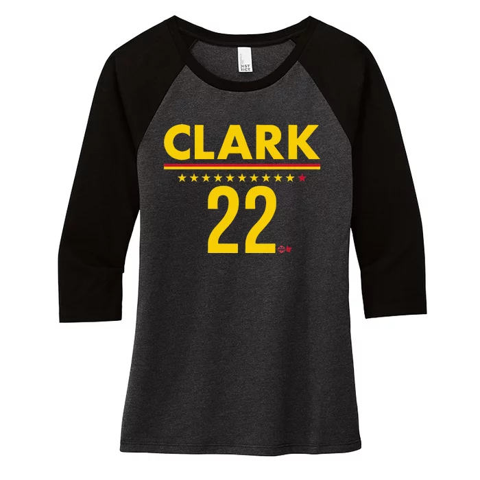 Clark Ind 22 Indiana Basketball Women's Tri-Blend 3/4-Sleeve Raglan Shirt