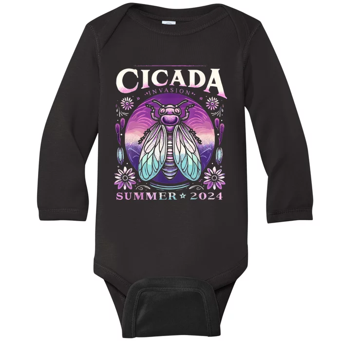 Cicada Invasion 2024 Broods Xix & Xiii Cicada Women Baby Long Sleeve Bodysuit