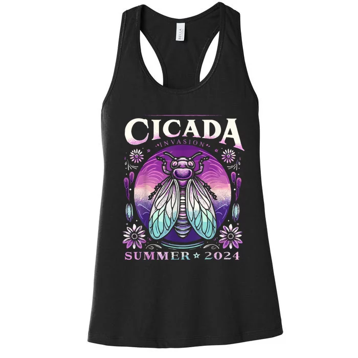 Cicada Invasion 2024 Broods Xix & Xiii Cicada Women's Racerback Tank