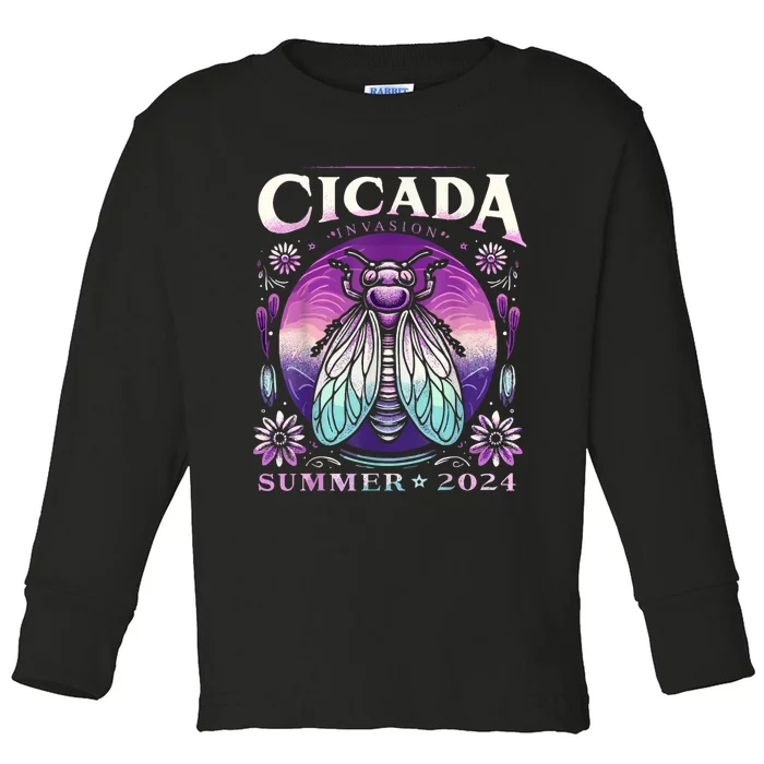 Cicada Invasion 2024 Broods Xix & Xiii Cicada Toddler Long Sleeve Shirt