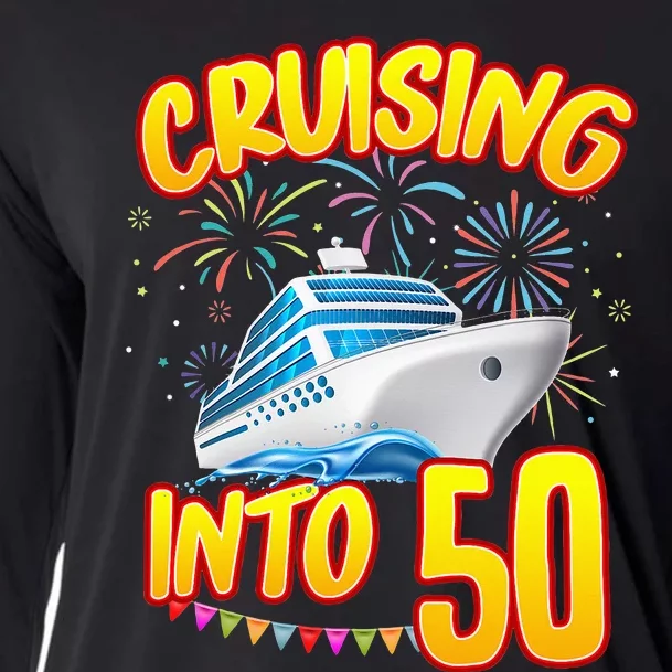 Cruising Into 50 Year Old Birthday Cruise 50th BDay Crew Cooling Performance Long Sleeve Crew