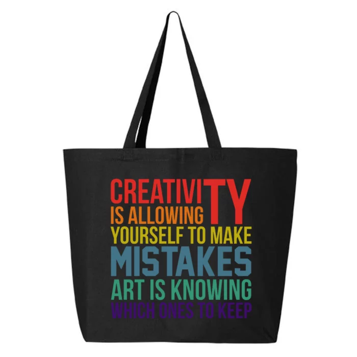 Creativity Is Allowing Yourself To Make Mistakes Art Is Knowing Which Ones 25L Jumbo Tote