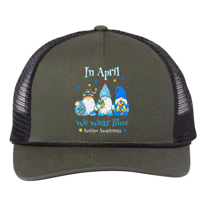 Cute In April We Wear Blue Autism Awareness Easter Day Gnome Retro Rope Trucker Hat Cap