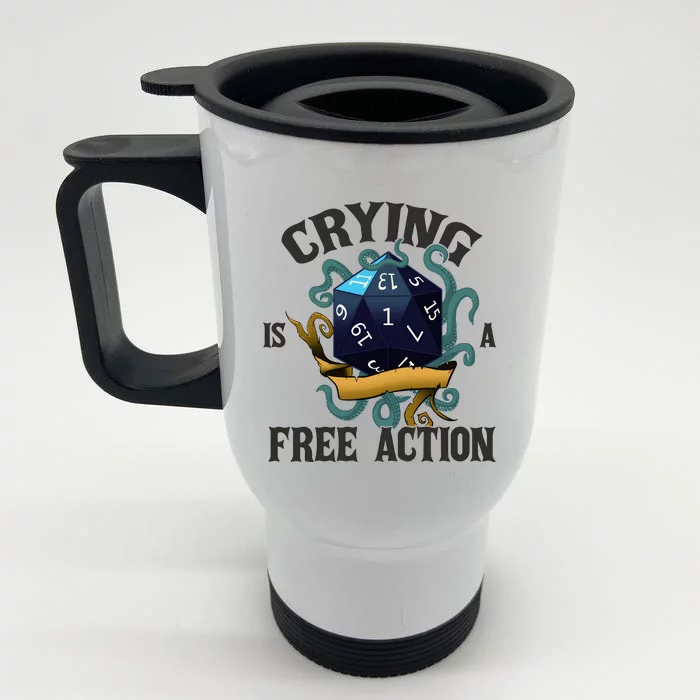 Crying Is A Free Action Vintage Funny Dnd Front & Back Stainless Steel Travel Mug