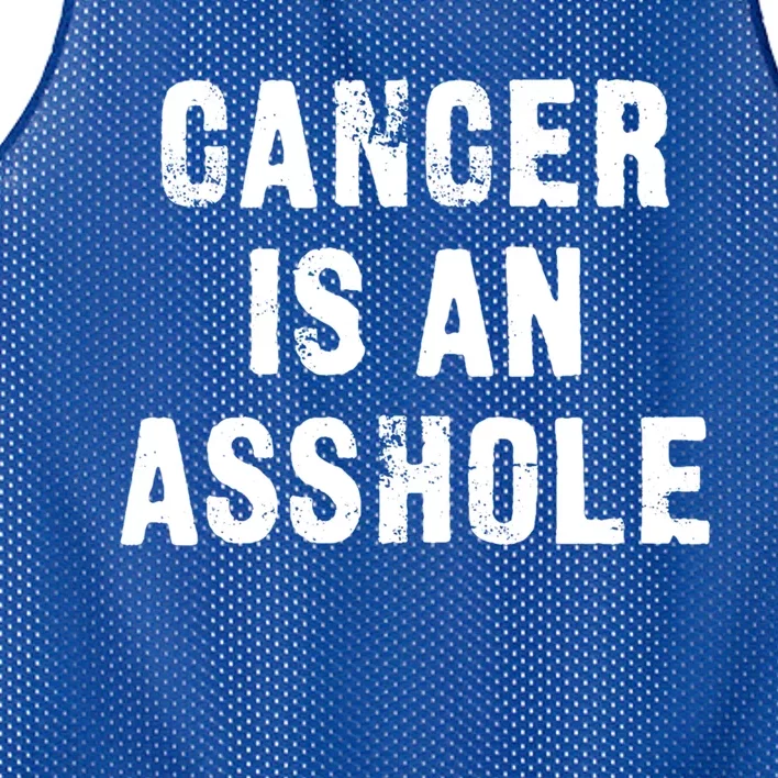 Cancer Is An Asshole Fuck Cancer Gift Mesh Reversible Basketball Jersey Tank