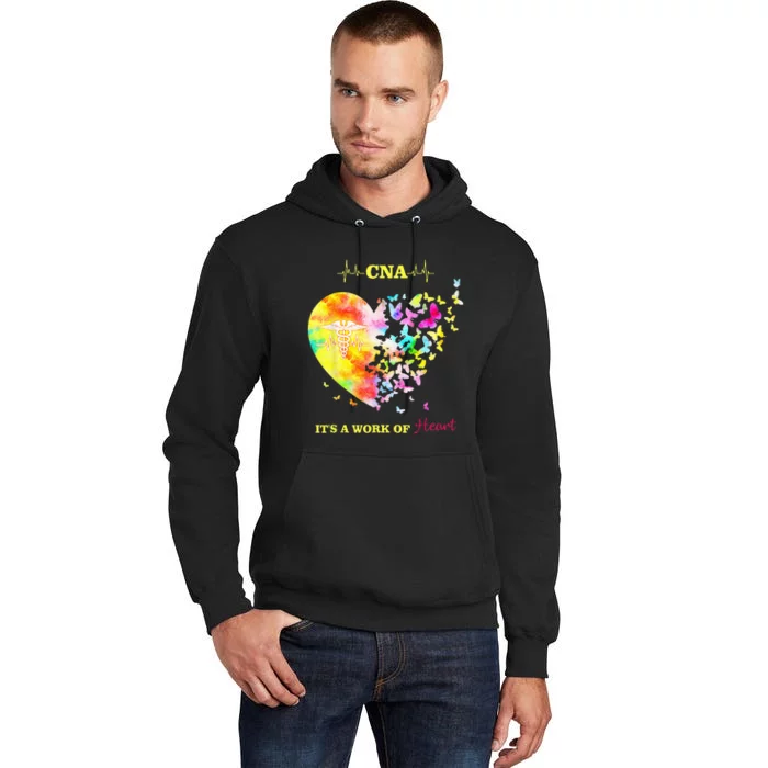 CNA Its A Work Of Heart Butterfly Nurse Tall Hoodie