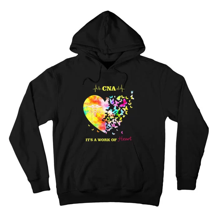 CNA Its A Work Of Heart Butterfly Nurse Tall Hoodie