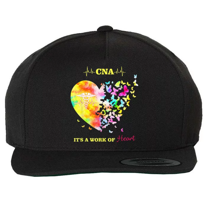 CNA Its A Work Of Heart Butterfly Nurse Wool Snapback Cap