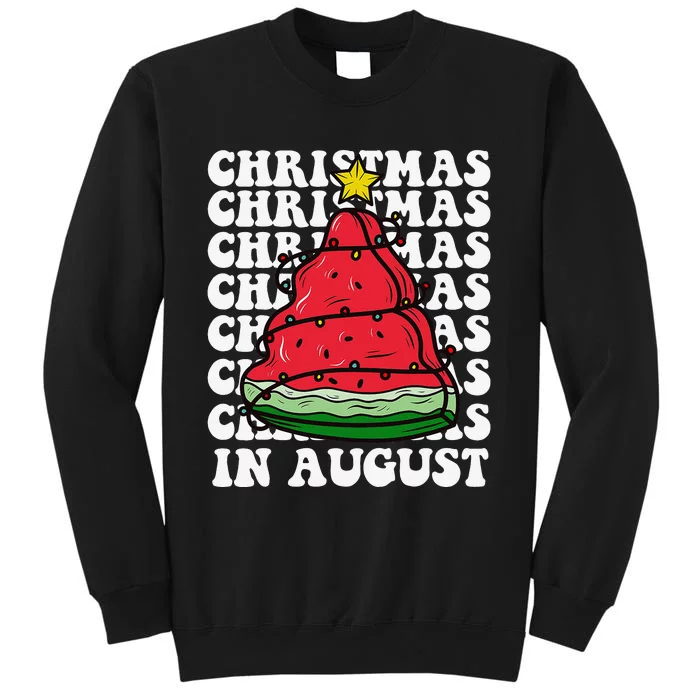 Christmas In August Funny Watermelon Xmas Tree Tall Sweatshirt