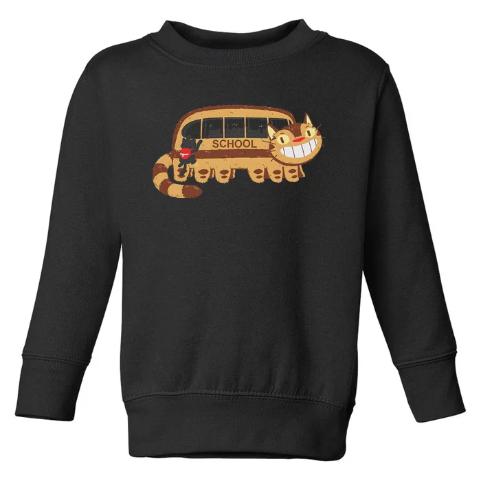 Cats In A Catbus Headed To School Schoolcatbus Toddler Sweatshirt