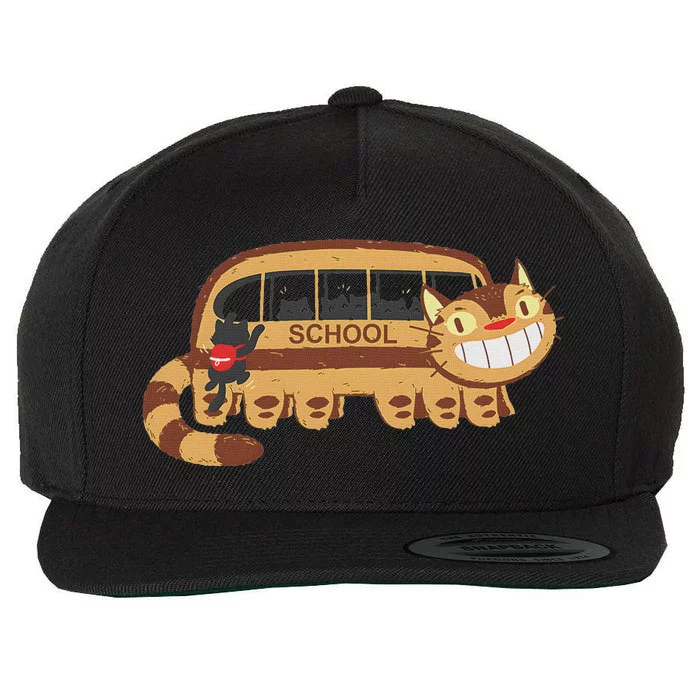 Cats In A Catbus Headed To School Schoolcatbus Wool Snapback Cap