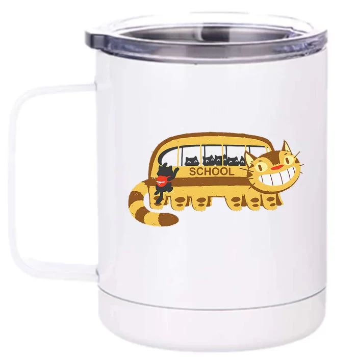 Cats In A Catbus Headed To School Schoolcatbus Front & Back 12oz Stainless Steel Tumbler Cup