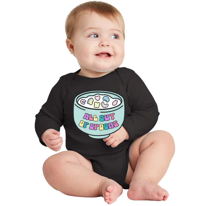 Chronic Illness All Out Of Spoons Invisible Illness Disability Baby Long Sleeve Bodysuit