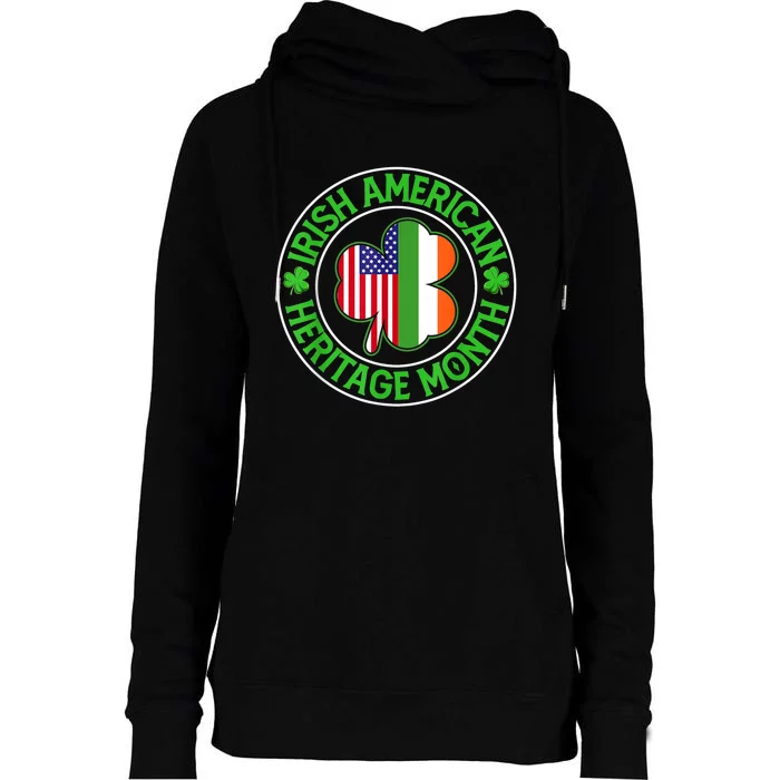 Clover Irish American Flag Irish American Heritage Month Womens Funnel Neck Pullover Hood