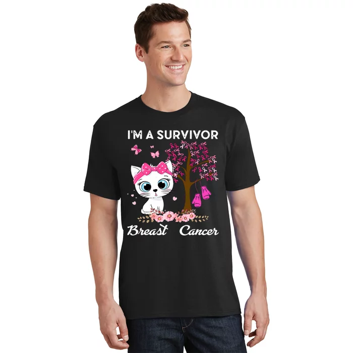 Cat Im A Survivor Breast Cancer Awareness T-Shirt