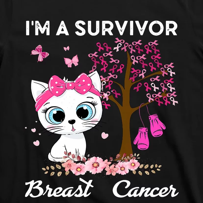 Cat Im A Survivor Breast Cancer Awareness T-Shirt