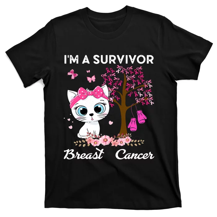 Cat Im A Survivor Breast Cancer Awareness T-Shirt