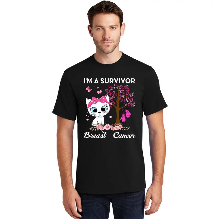 Cat Im A Survivor Breast Cancer Awareness Tall T-Shirt