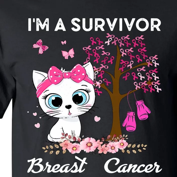 Cat Im A Survivor Breast Cancer Awareness Tall T-Shirt