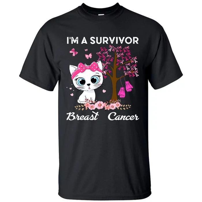 Cat Im A Survivor Breast Cancer Awareness Tall T-Shirt