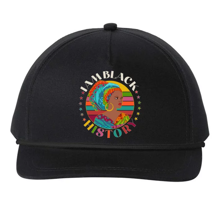 Colorful I Am Black History Snapback Five-Panel Rope Hat