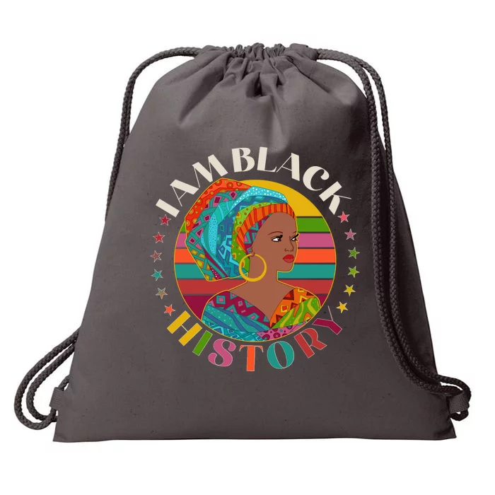 Colorful I Am Black History Drawstring Bag