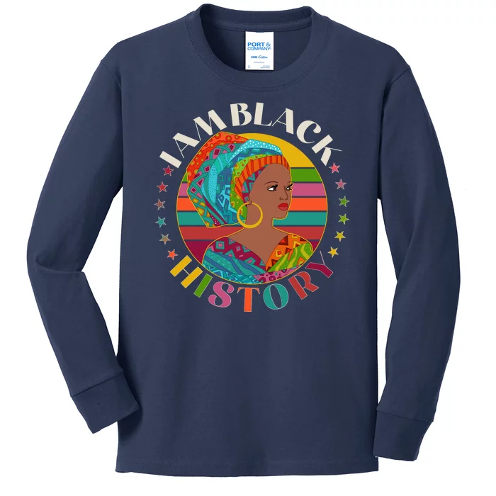 Colorful I Am Black History Kids Long Sleeve Shirt